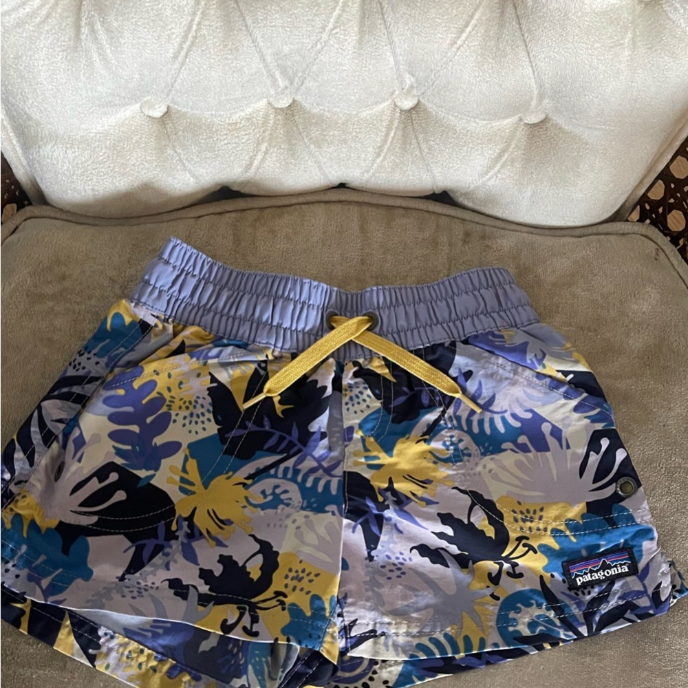 Patagonia Kids Shorts - Blue and Yellow Pattern